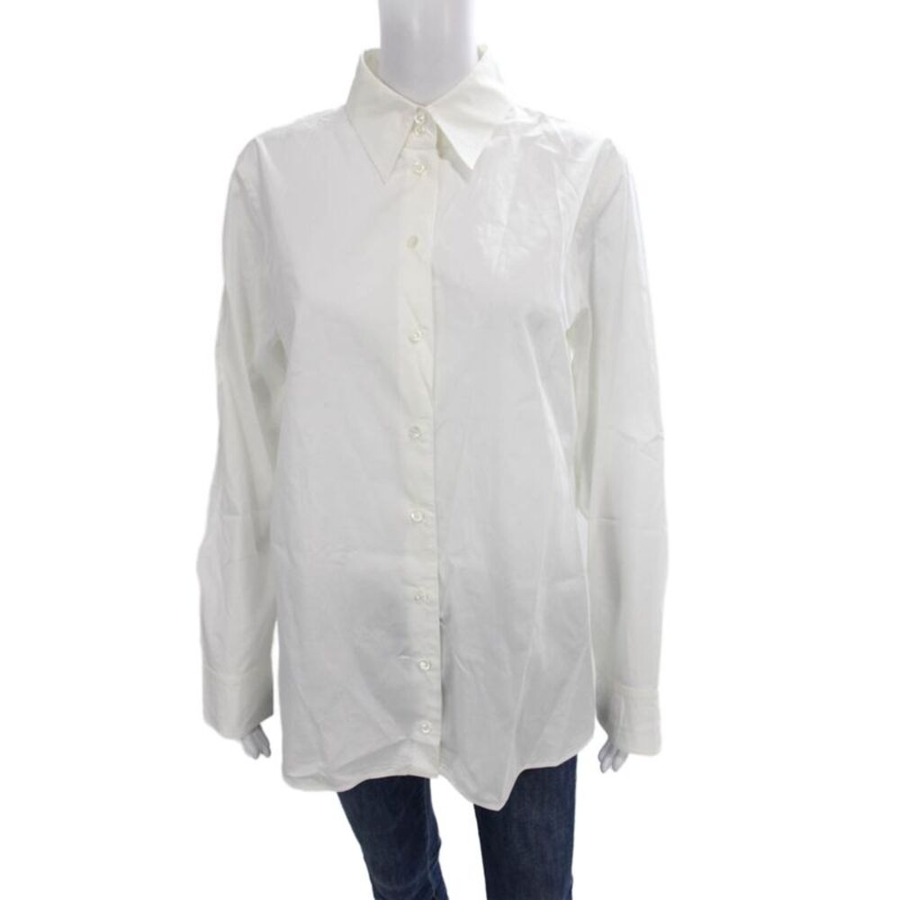 Strenesse Women Collared White Button-Up Blouse Long Sleeve Size 40